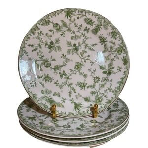 Grace Teaware -  Monterey Bay Green Floral 8" Salad Plates Set of Four New